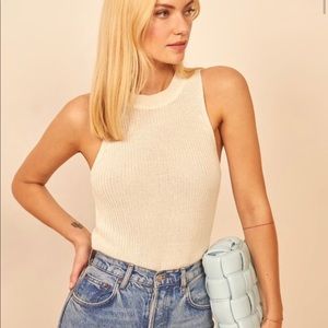 Reformation Lilac top in ivory, size small